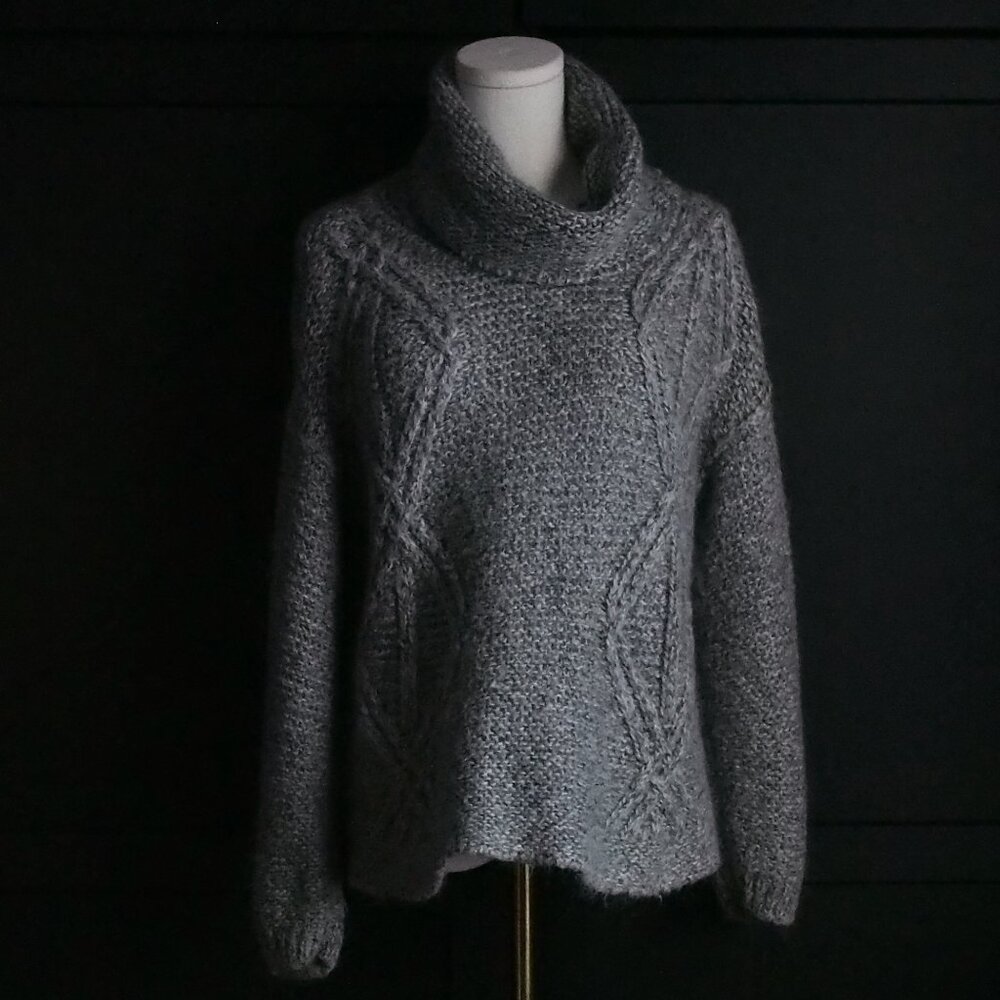Zara | Beautiful Mohair Blend, Cable Knit, Turtleneck Sweater